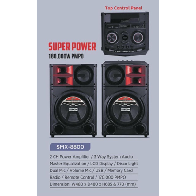 Speaker Aktif Bluetooth Sanken SMX-8800 Active SMX8800 Garansi Resmi