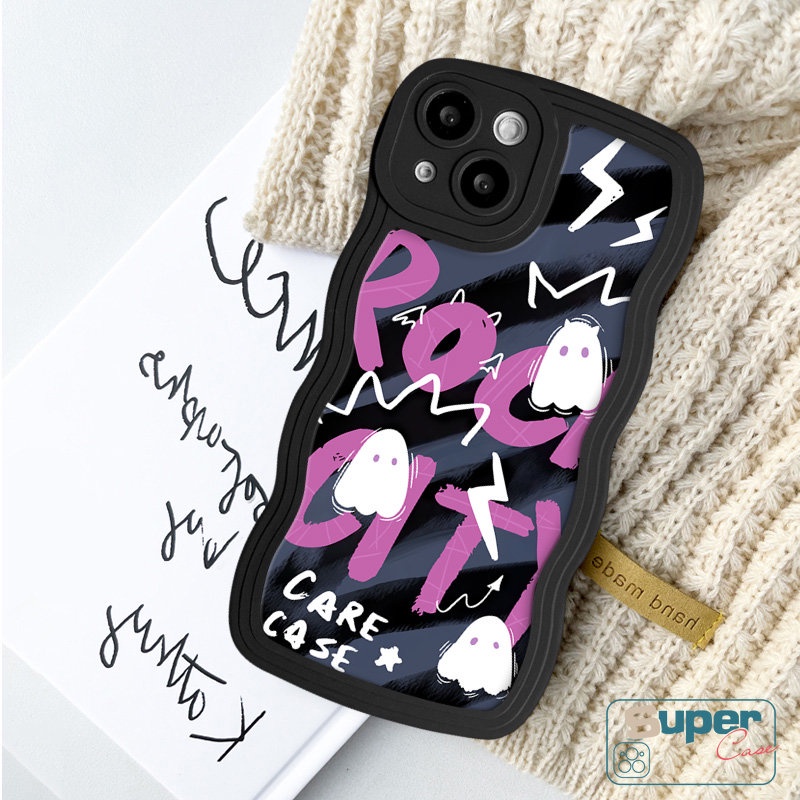 Casing Tepi Bergelombang Kartun Beruang Hantu Untuk Redmi Redmi 12C 10C 9A 9T 9 10 10A A2+ 9C A1+ Note8 9 11 10 Pro 10s 11s 9s POCO M3 X3 NFC Pro Mi 11T Pro Monster Kecil Yang Lucu Soft Case Huruf