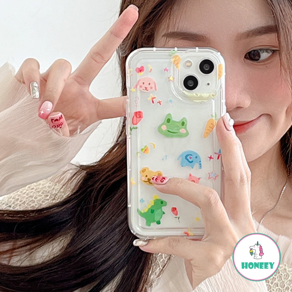 IPHONE Casing Ponsel Hewan Lucu Imut Untuk Iphone14 11 Pro Max13 12 Pro Max XR XS 7 8plus Shockproof Airbag Lembut TPU Penutup Belakang