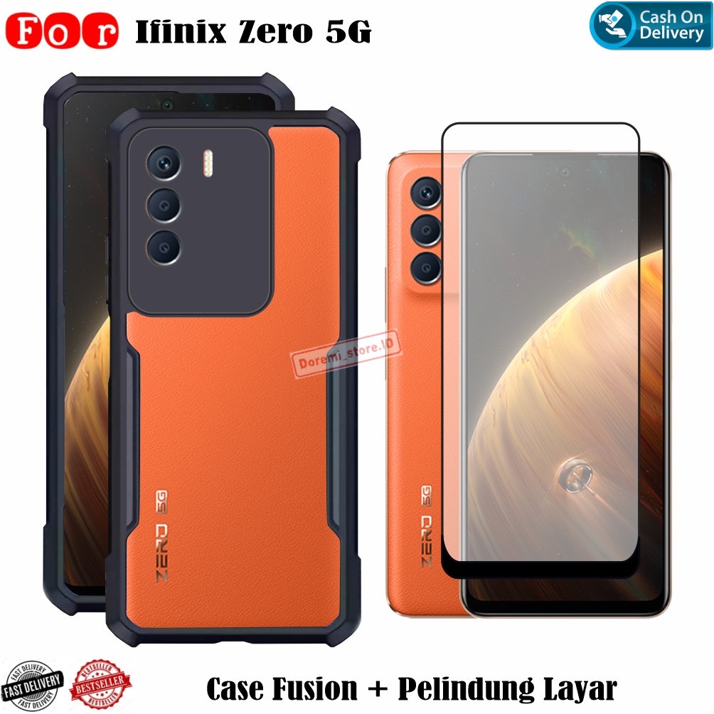 Paket 2in1 Casing Infinix Zero 5G 2023 Hard Case Shockproof Transparant Pelindung Layar