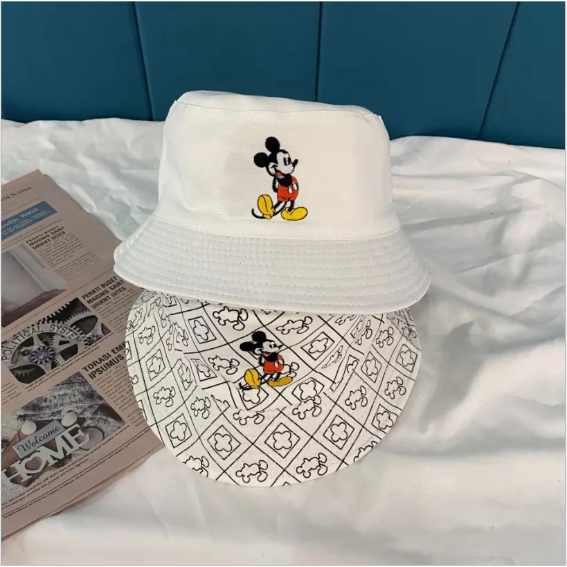 Topi Bucket Tabir Surya Kartun Bordir Mickey