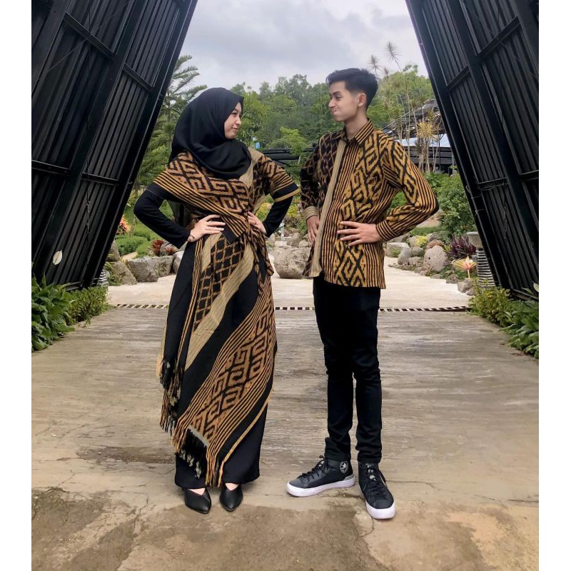 dress kondangan set couple tenun baju prewedding setelan pasangan kekinian korea style