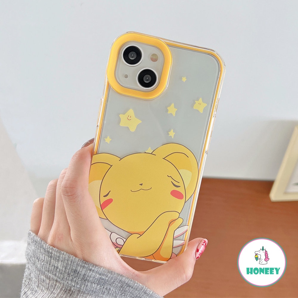 IPHONE Fashion 3in1 Lovely Animal Phone Case Untuk Iphone11 12 /12pro 13 14 Pro Max XR Xs7 8 Plus Transparan Shockproof Lembut TPU Penutup Belakang