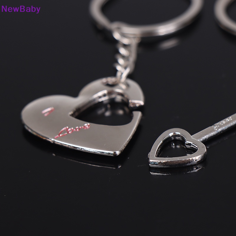 Newbaby 1pasang New Love Heart Lock Gantungan Kunci Ring Keyring Keyfob Valene's Day Gift ID