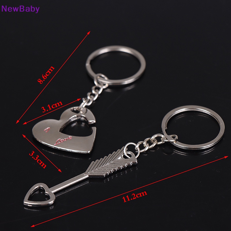 Newbaby 1pasang New Love Heart Lock Gantungan Kunci Ring Keyring Keyfob Valene's Day Gift ID