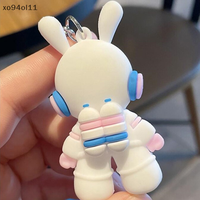 Xo Kelinci Luar Angkasa Astronot Gantungan Kunci Kartun Liontin PVC Gantungan Kunci Bunny Ransel Aksesoris Perhiasan Hadiah OL