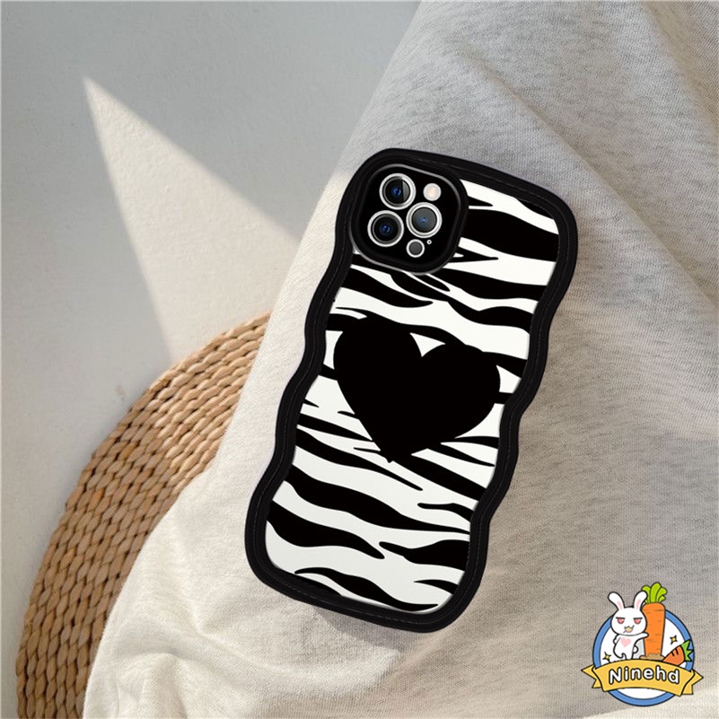 Xiaomi Redmi 12C A1 10C 10A 10 9 9A 9C 9T Note 12 11 11s 10 10s 9 9s 8 Pro Mi 11 Lite Mi 11T Pro 10T Pro Poco F3 X3 Pro Wavy Edge Hitam Putih Motif Zebra Shockproof Casing Hp