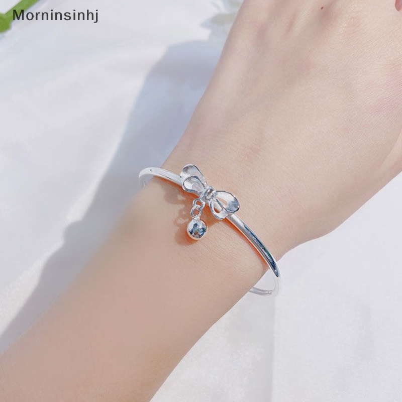 Mornin Fashion Perak Wanita Busur Bell Gelang Adjustable Untuk Lady Gelang Pesta Pernikahan Perhiasan Kekasih Hadiah Liburan id