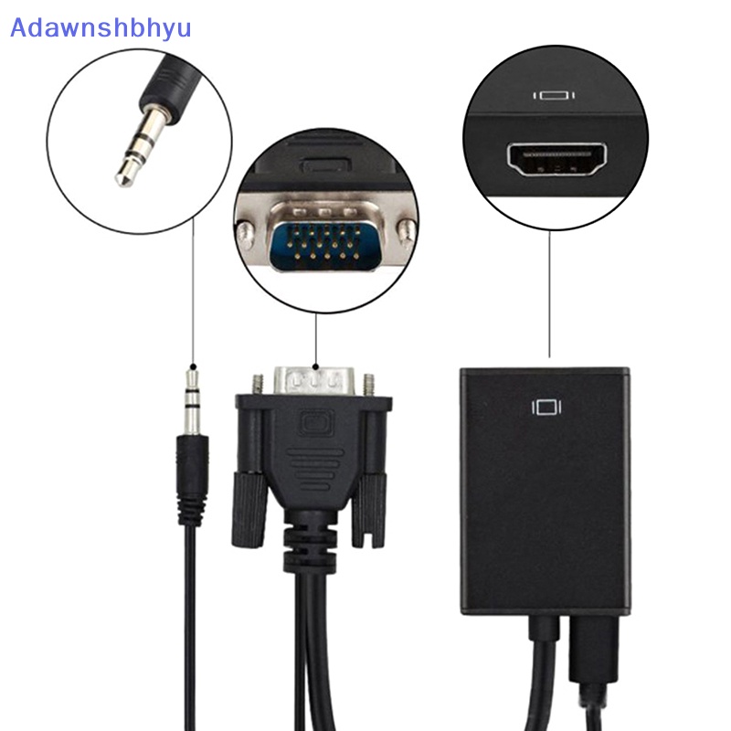 Adhyu Full HD 1080P VGA to HDMI-compatible Converter Adapter Kabel Dengan Output Audio VGA HD Adapter Untuk PC laptop Ke HDTV Proyektor ID