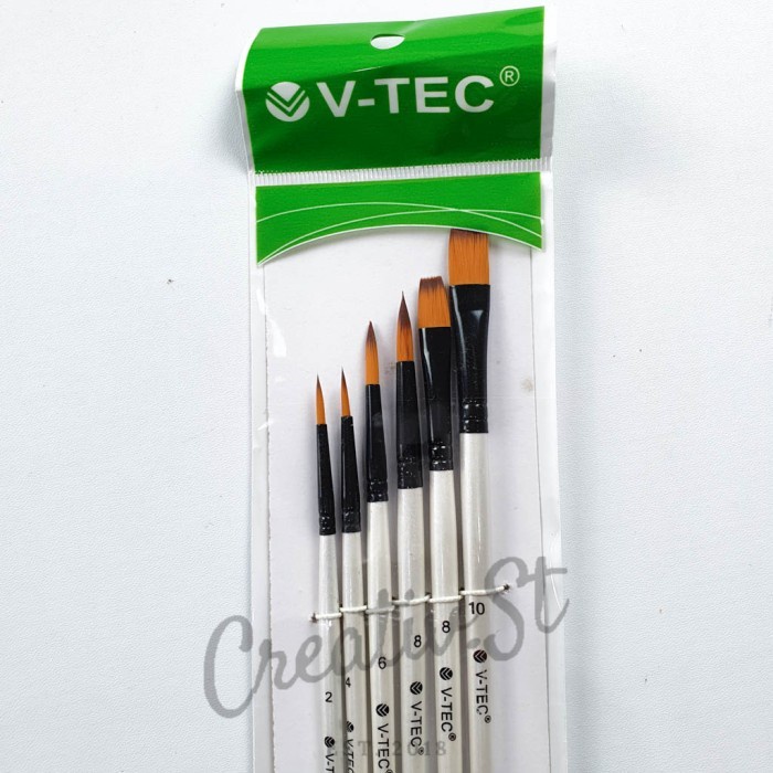 

Kuas Lukis Set A0411 ROUND & FLAT V-tec 6 Brush