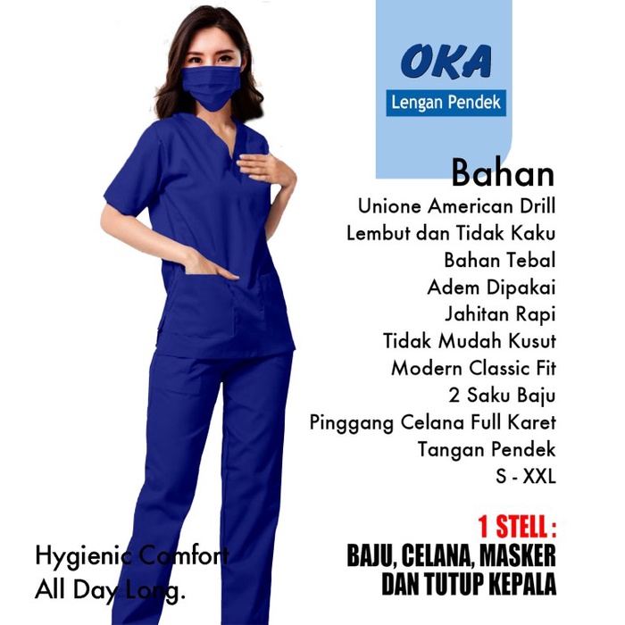 Baju Oka Lengan Pendek / Scrub Dokter / trust wear oka  / Baju ok - Dusty Pink, M