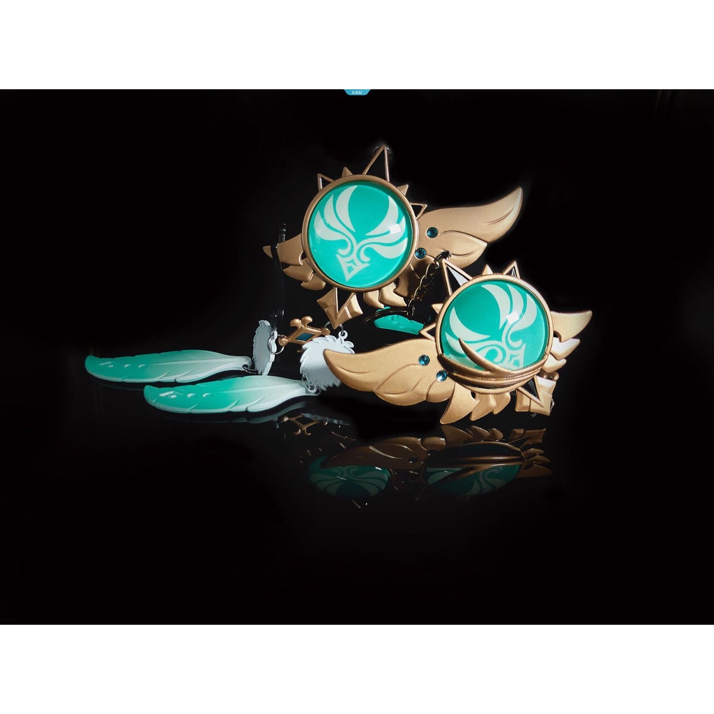 Genshin Impact Venti Keychain Cosplay Eye Of Original God Anime Wing Feather Key Rings Aksesoris Ransel Gantungan Kunci Bulu [ZK]