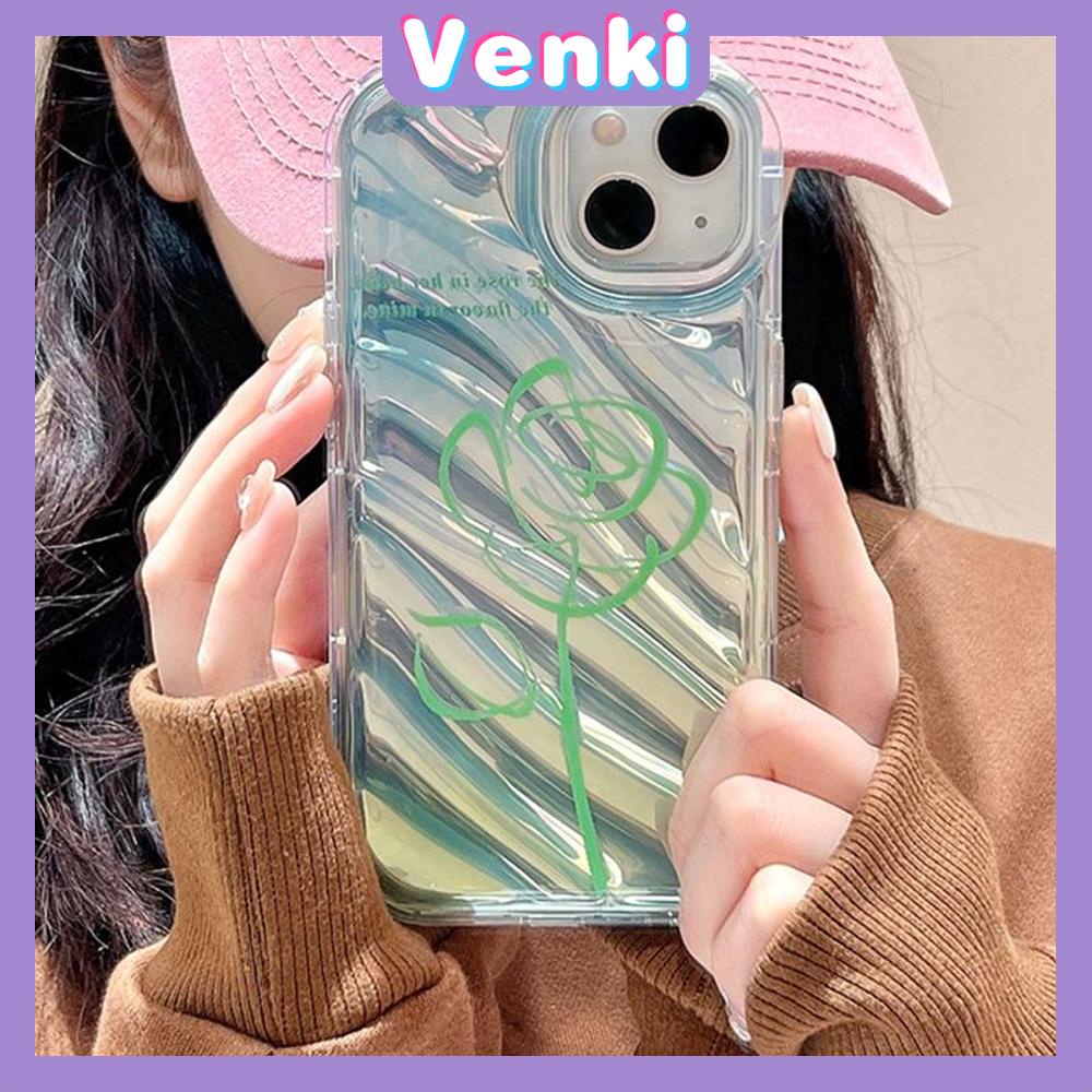 Venki - Untuk Iphone11 iPhone Case Laser Reflektif Bening Casing Ponsel TPU Lembut Shockproof Airbag Phone Case Simple Flower Kompatibel Dengan Iphone14 13 Pro Max 12 Pro Max XR 7 8Plus