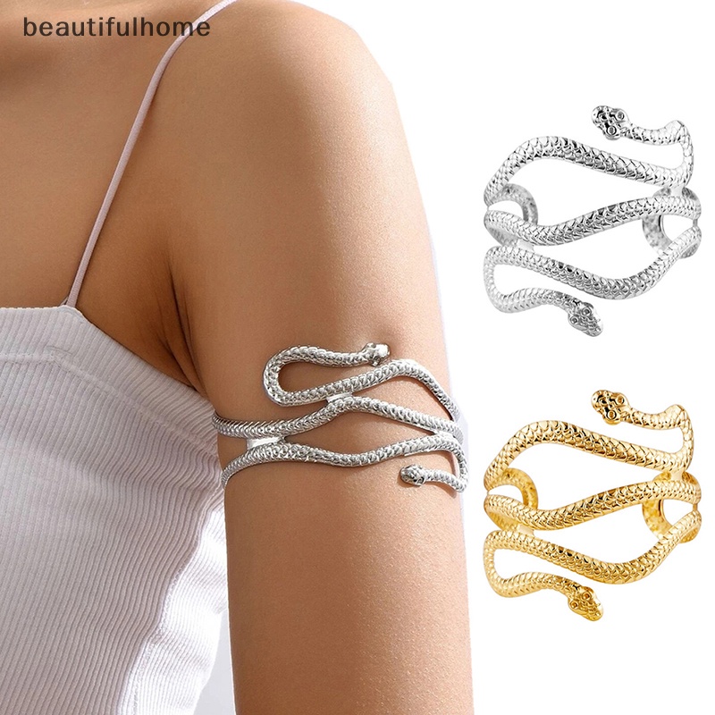 {beautifulhome} Open Snake Upper Arm Bangle Bracelet Adjustable Arm Cuff Bangle Bracelets Untuk Wanita Fashion Jewelry.