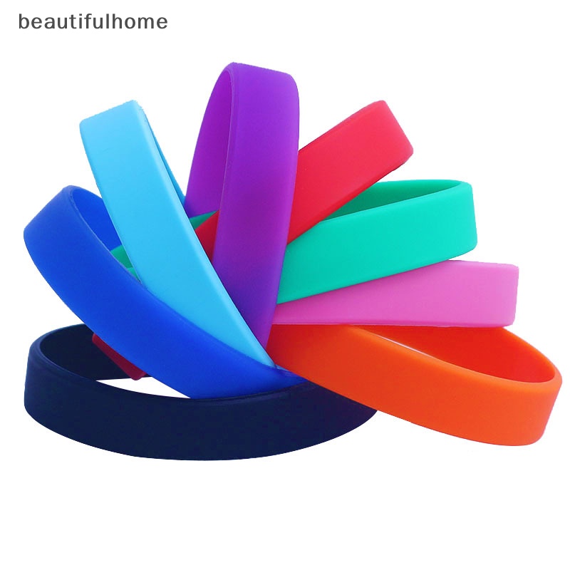 {beautifulhome} Grosir Gelang Tangan Karet Silikon Fleksibel Wrist Band Cuff Bracelet Olahraga Kasual Bangle Untuk Wanita Pria.