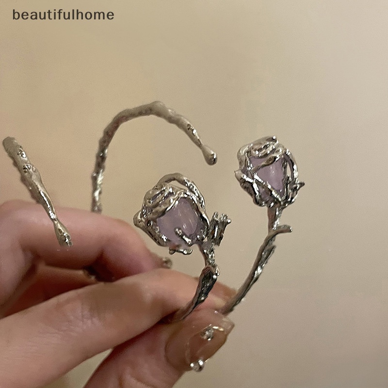 {beautifulhome} Fashion Rose Gelang Gothic Lava Tidak Teratur Alloy Adjustable Bunga Bangle Untuk Wanita Pesta Pernikahan Hip Pop Perhiasan Aksesoris.