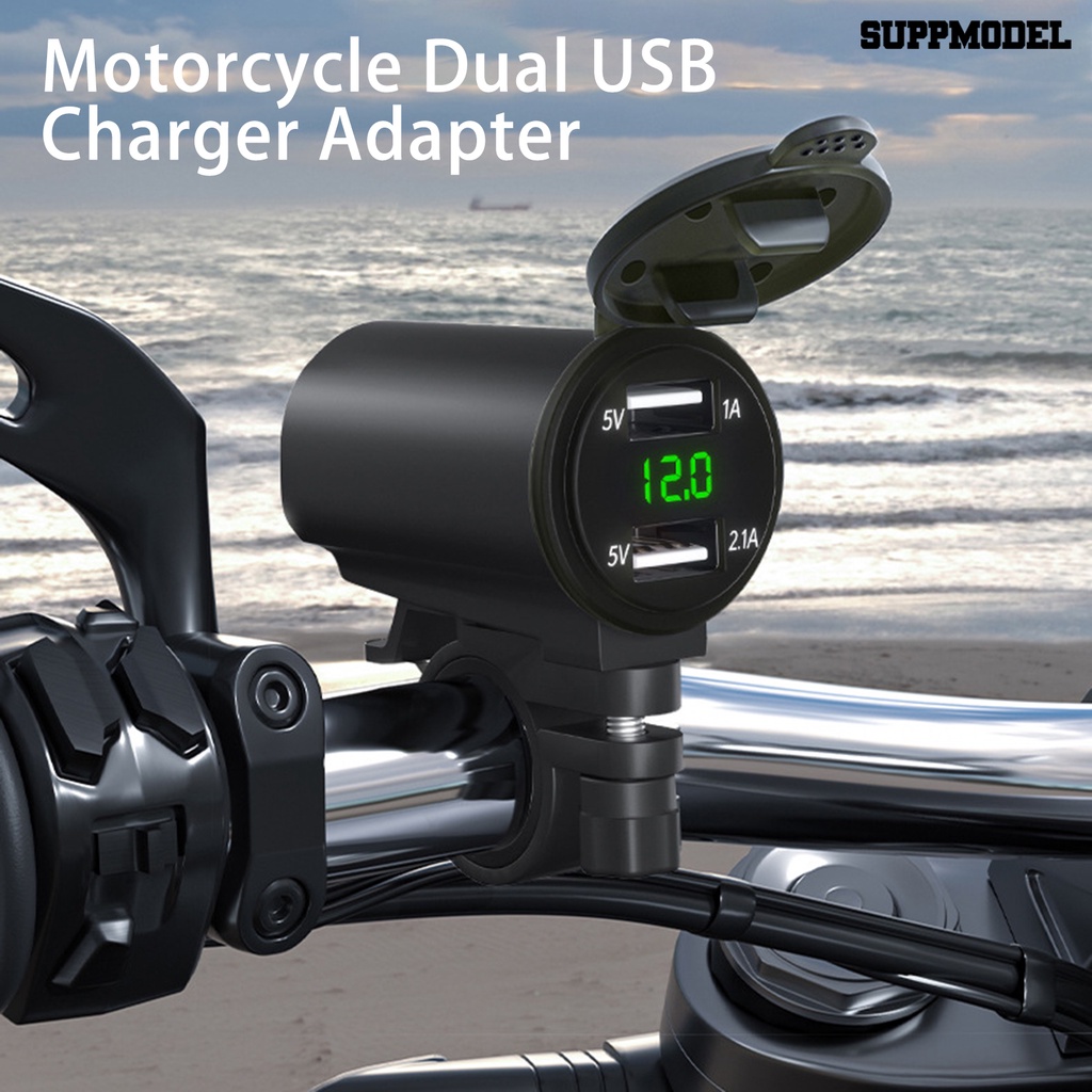 [SM]1 Set 3.1A Charger Motor Voltmeter Digital Display Fast Charging Motor Dual USB Phone Charger Aksesoris Moto