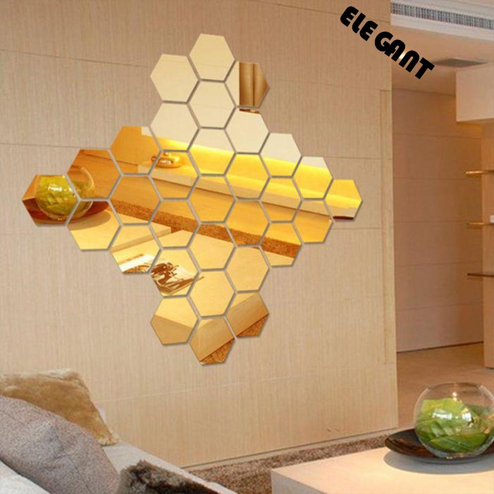 [Elegan] Stiker Cermin Hexagon Removable Art DIY Dekorasi Hias Rumah