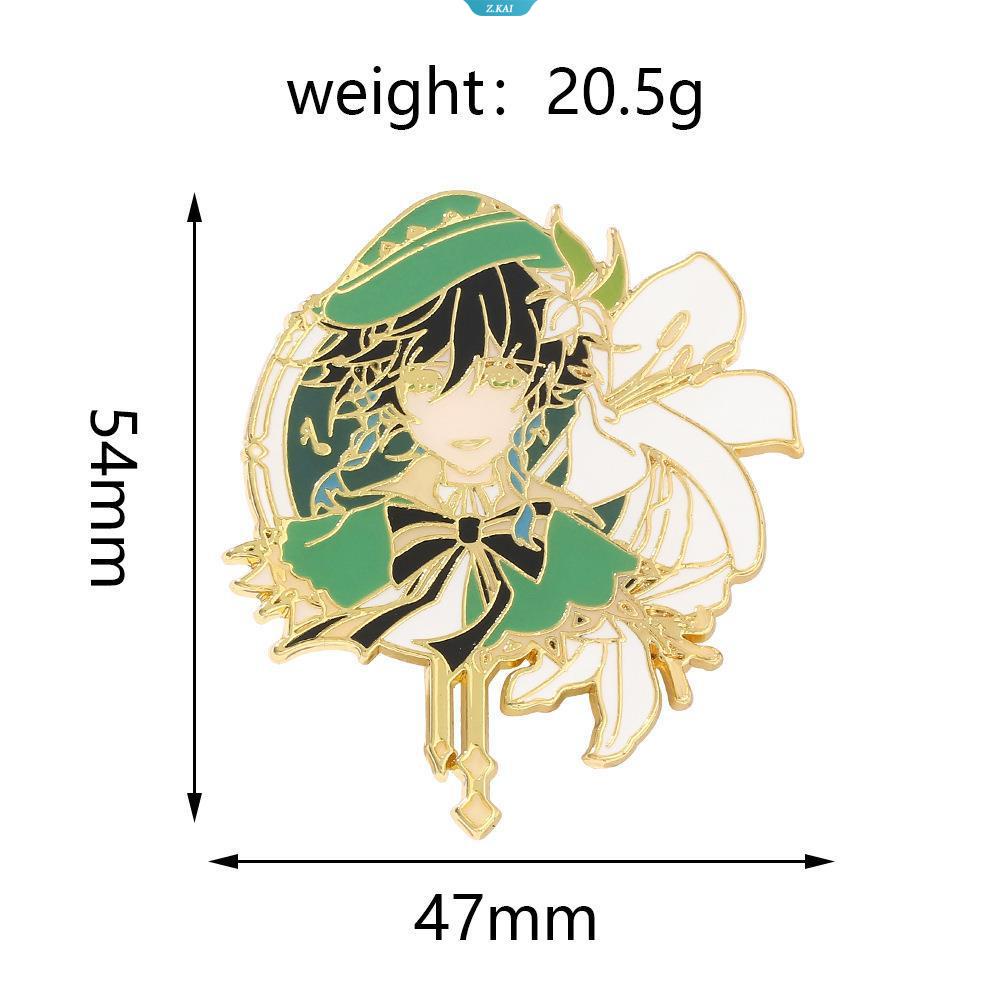 Kartun Anime Genshin Impact Kamisato Ayaka Klee Xiao Venti Siswa Permainan Metal Ransel Badge Sekunder Kawaii Liontin Lencana [ZK]