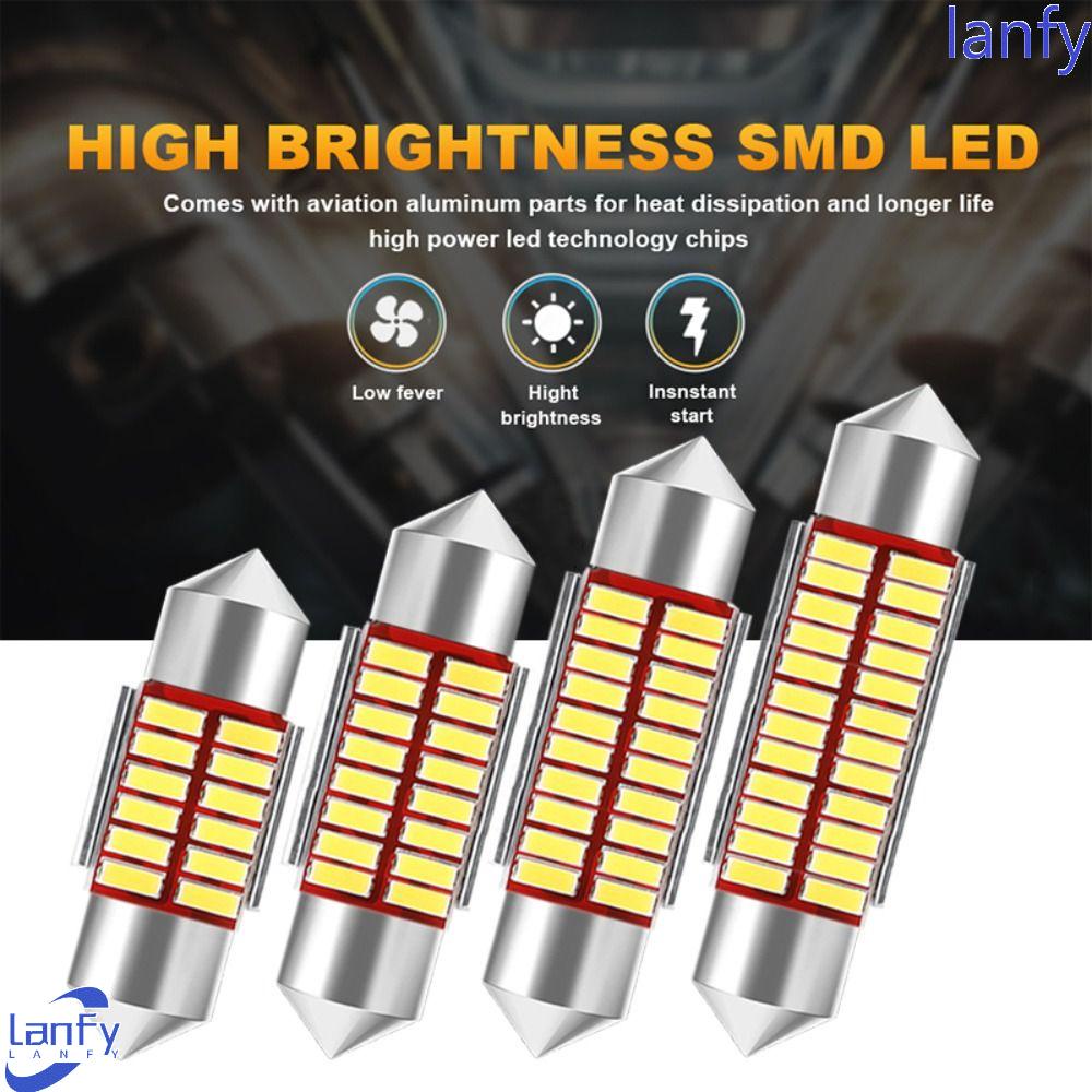 Lanfy Bohlam Mobil 1pc Festoon LED non polar Putih 31/36 /39 /41mm Lampu Plat Lisensi Interior Mobil