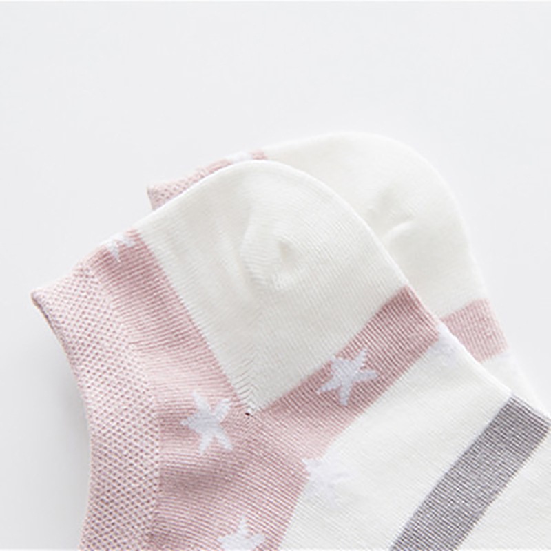 T&amp;Y Kaos Kaki Pendek Model Star And Line Kaoskaki Motif Bintang Garis 6803 Kaus Kaki Fashion Korea Jepan Women Sock Sarung Kaki Pendek Wanita Ankle Socks Import Murah
