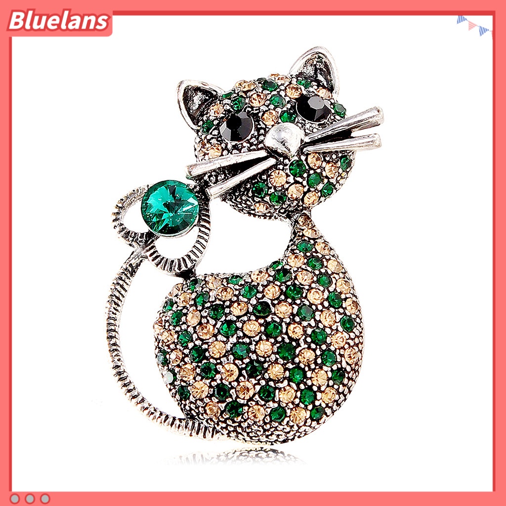 [BLS] Retro Lucu Kucing Bros Berlian Imitasi anti-Cahaya Bros high-end Syal Sutra pin Korsase