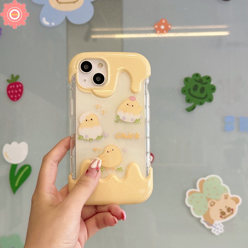 Kartun Anak Ayam Lucu Casing Ponsel Kompatibel Untuk IPhone 7Plus 8Plus 11xr 14 13 12 Pro Max X7 8 Plus XS Max 3D Ice Cream Shockproof Lembut Tpu Phone Cover