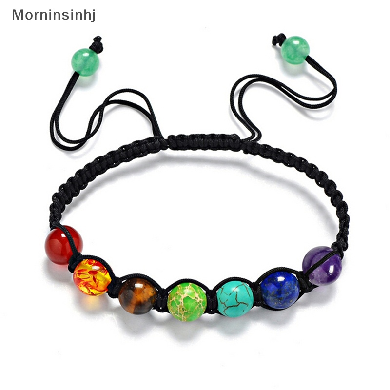 Gelang Manik-Manik Balance Mornin 7 Chakra Healing Braided Lava Yoga Reiki Prayer Stones id