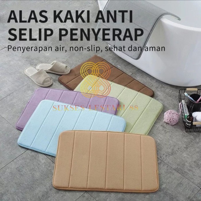 Keset Anti Slip Kamar Mandi Memory Foam Serap Air