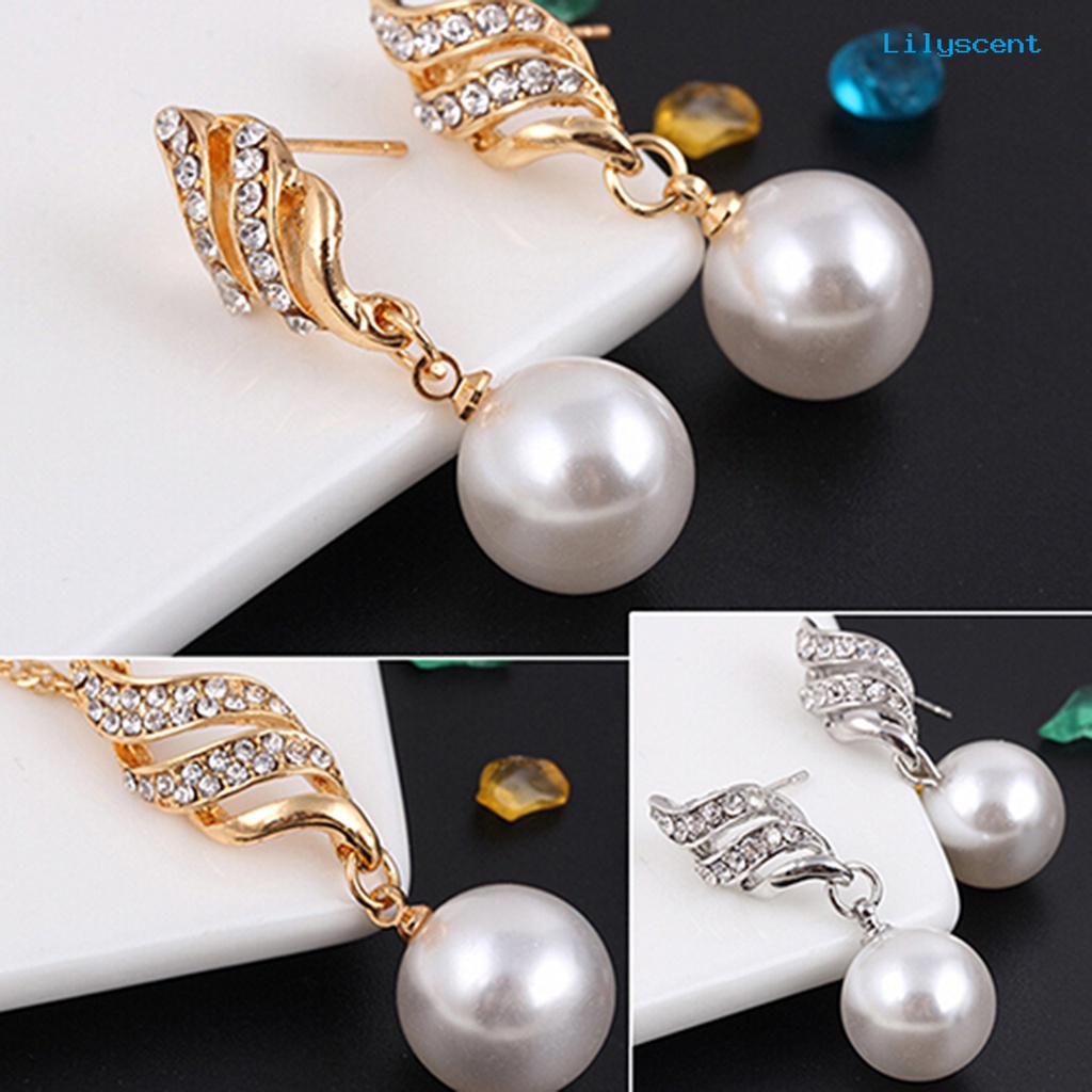 [LS]Earrings Set Anting Mutiara Imitasi Bahan Alloy Tahan Lama Kualitas Tinggi Elegan Warna Untuk Travel