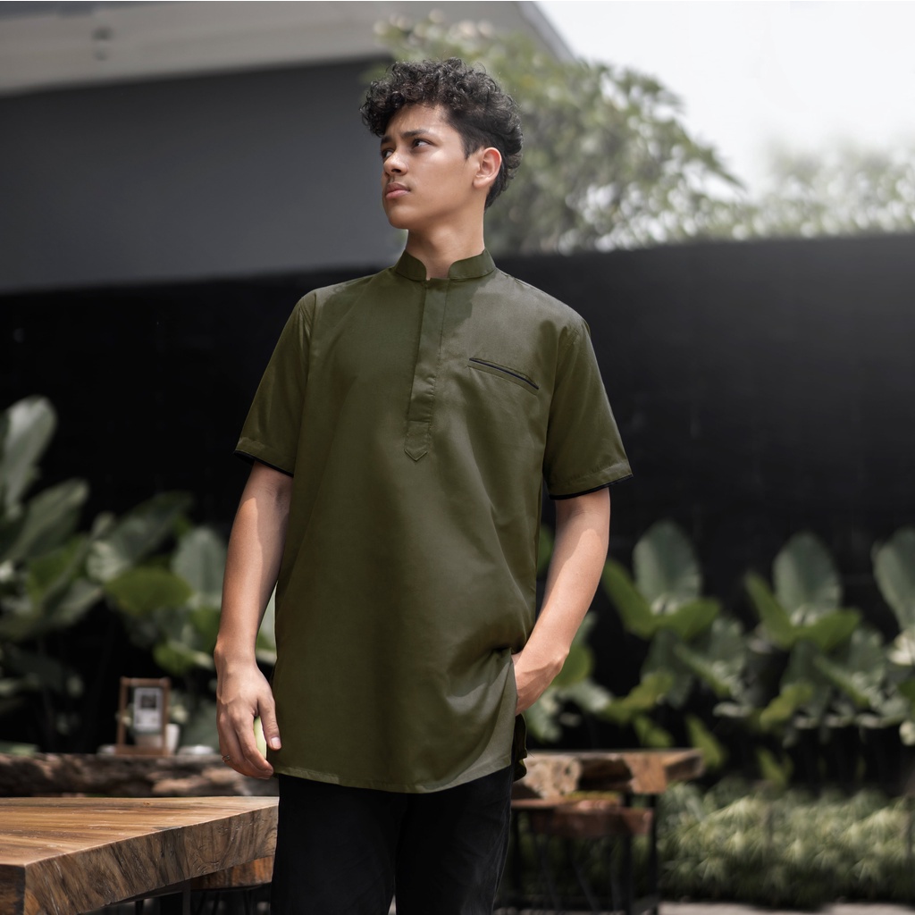 Baju Koko Syamil Kurta Pakistan Lengan Pendek Pria Qomishu Bahan Adem