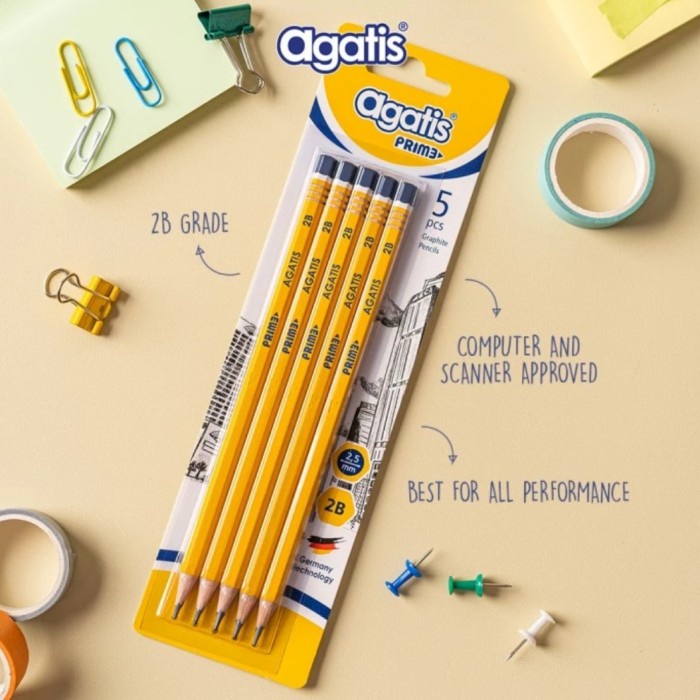 

Pensil AGATIS Prime Hexagonal 2B Blister Set isi 5 Pcs