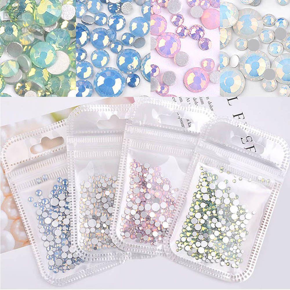 AUGUSTINA Agustina Nail Art Glitter Crystals Tools Manikur Warna-Warni 3D Untuk Kristal Opal Multi Ukuran