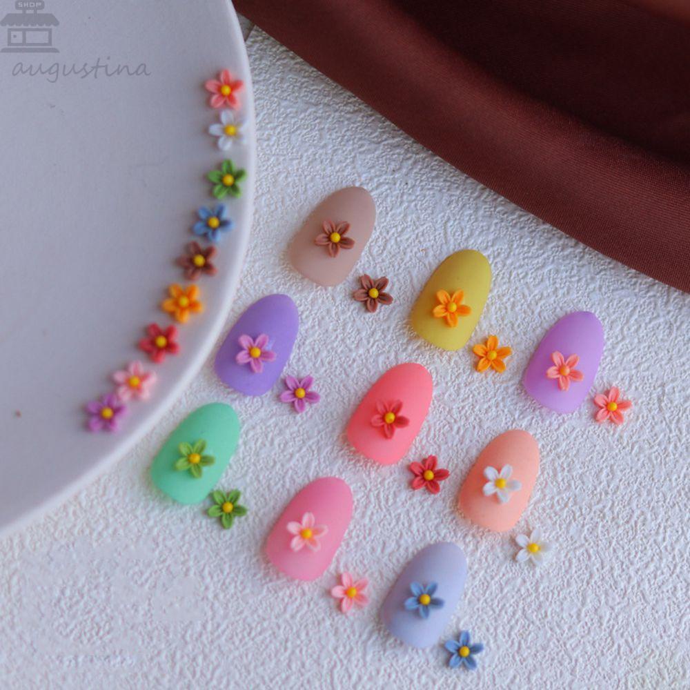 AUGUSTINA Agustinina Bunga Nail Art Perhiasan Warna-Warni Manicure Charm DIY Aksesoris Nail Art