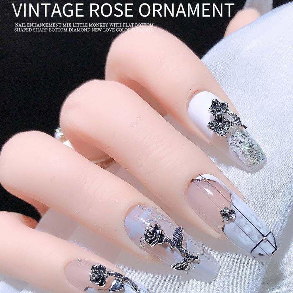 AUGUSTINA Agustina Rose Nail Art Dekorasi Aksesoris Manicure Jepang Hiasan Kuku Alloy 3D Nail Jewelry