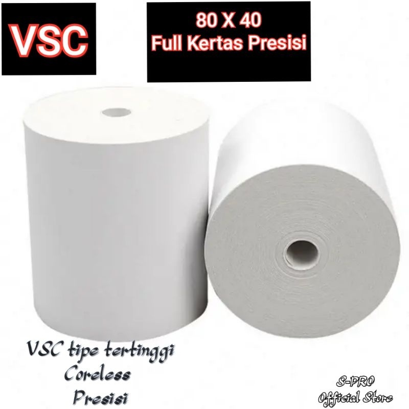 

80x40 VSC KERTAS THERMAL PAPER 80X40 CORELESS PREMIUM PRINTER 80MM