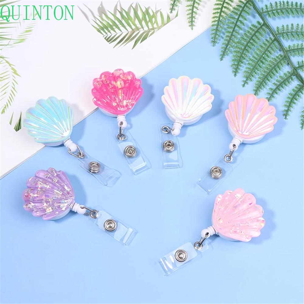 QUINTON Id Badge Holder Resin Tahan Lama Badge Holder Klip Name Tag Holder Name Card Holder Kartu Nama Pasokan Sekolah