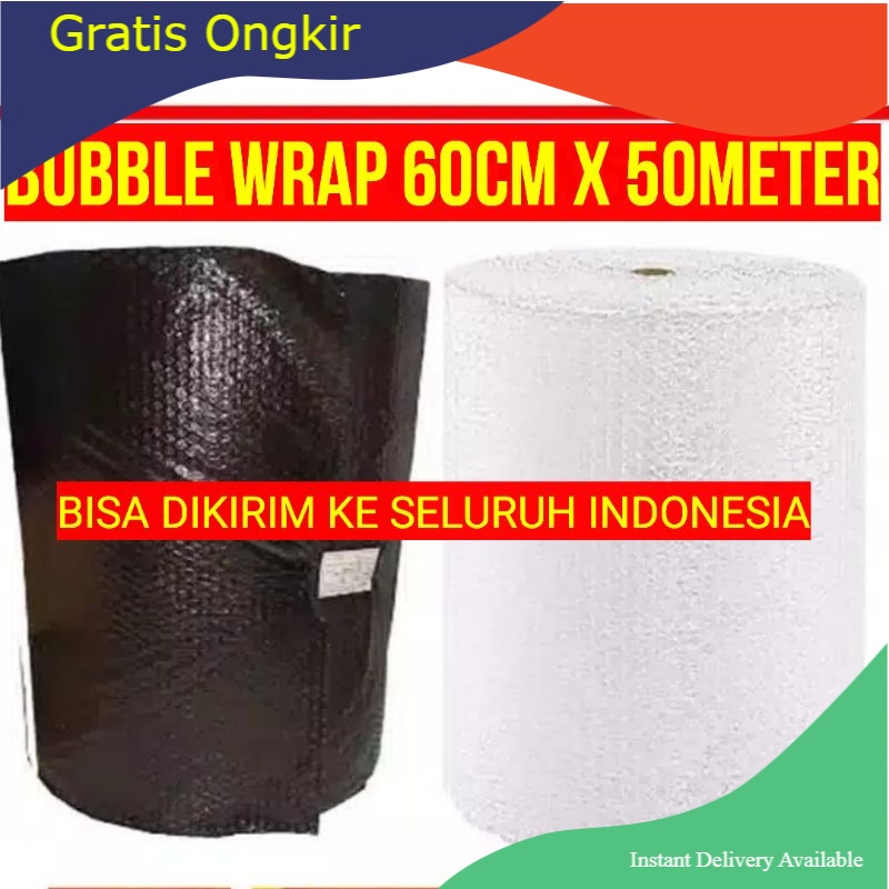 

Bubble Wrap 60cm x 50meter / 40cm x 50meter / 30Cm x 50Meter Hitam Bening Putih Susu Tebal Murah