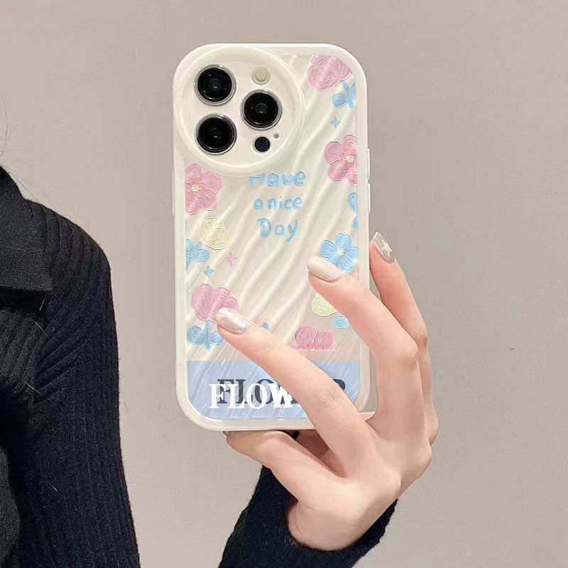 IPHONE Flowers Casing Ponsel Riak Air Kompatibel Untuk Iphone11 13 12 14 Pro Max14 Plus XR X XS MAX 7Plus 8Plus 7 8 SE 2020 2022 Shockproof Cover