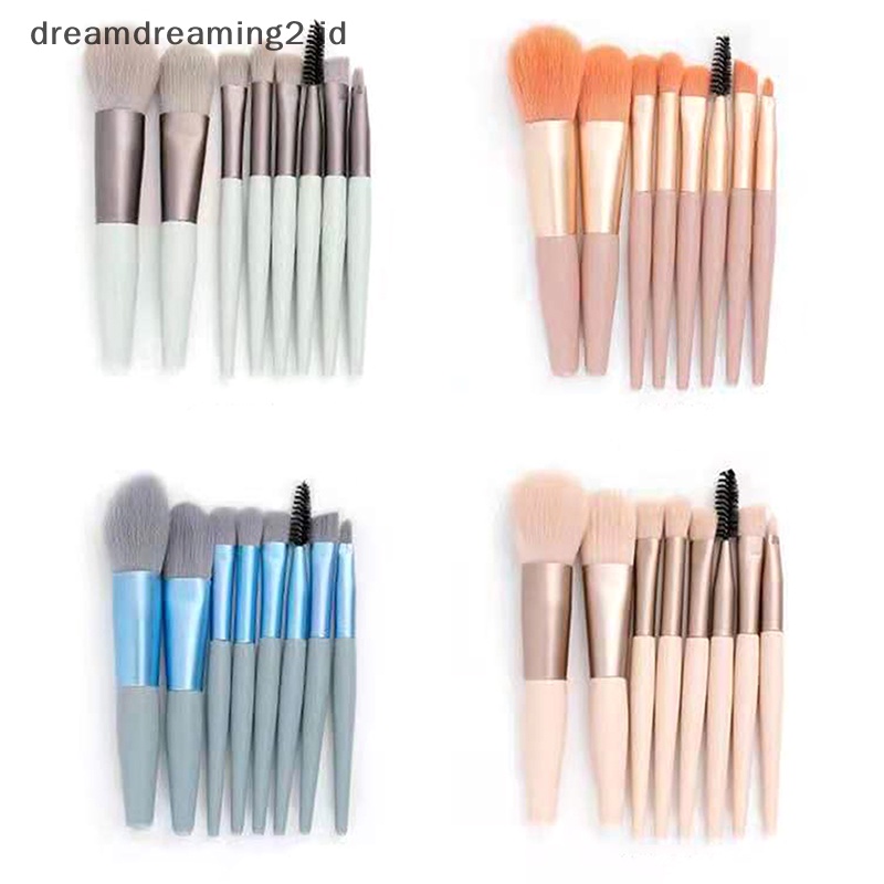 (drea) 8pcs Kuas Makeup Mini Portable Lembut Eyeshadow Blending Beauty Brush Tool //