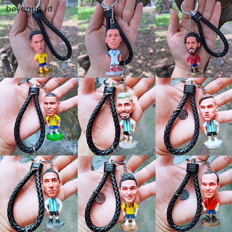Beyen 1PC Boneka Pemain Bola Figure Gantungan Kunci Mini Kartun Kerajinan Football Star ID