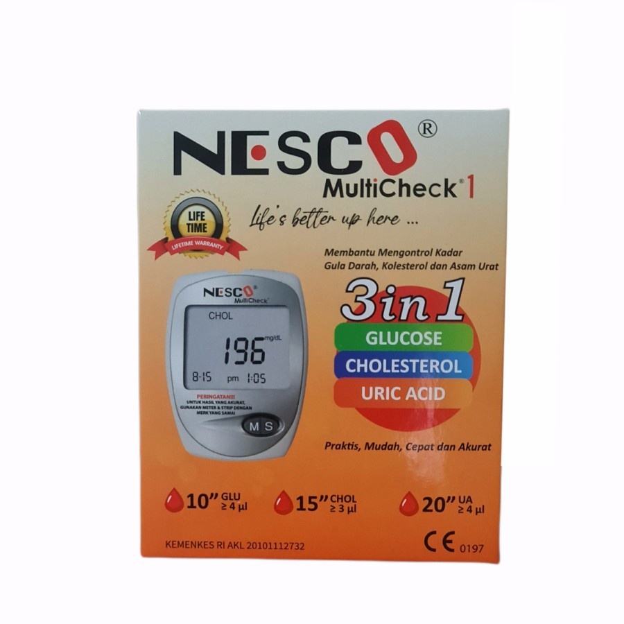 Nesco Multicheck 3in1 GCU / Alat Cek Gula, Cholesterol, Asam Urat