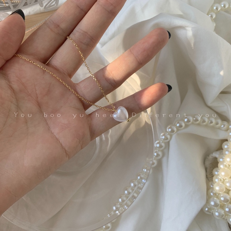 Cinta Kalung Mutiara Perempuan Trendi Influencer Rantai Klavikula ins Baru Sederhana Kalung Gadis Liontin Berbentuk Hati