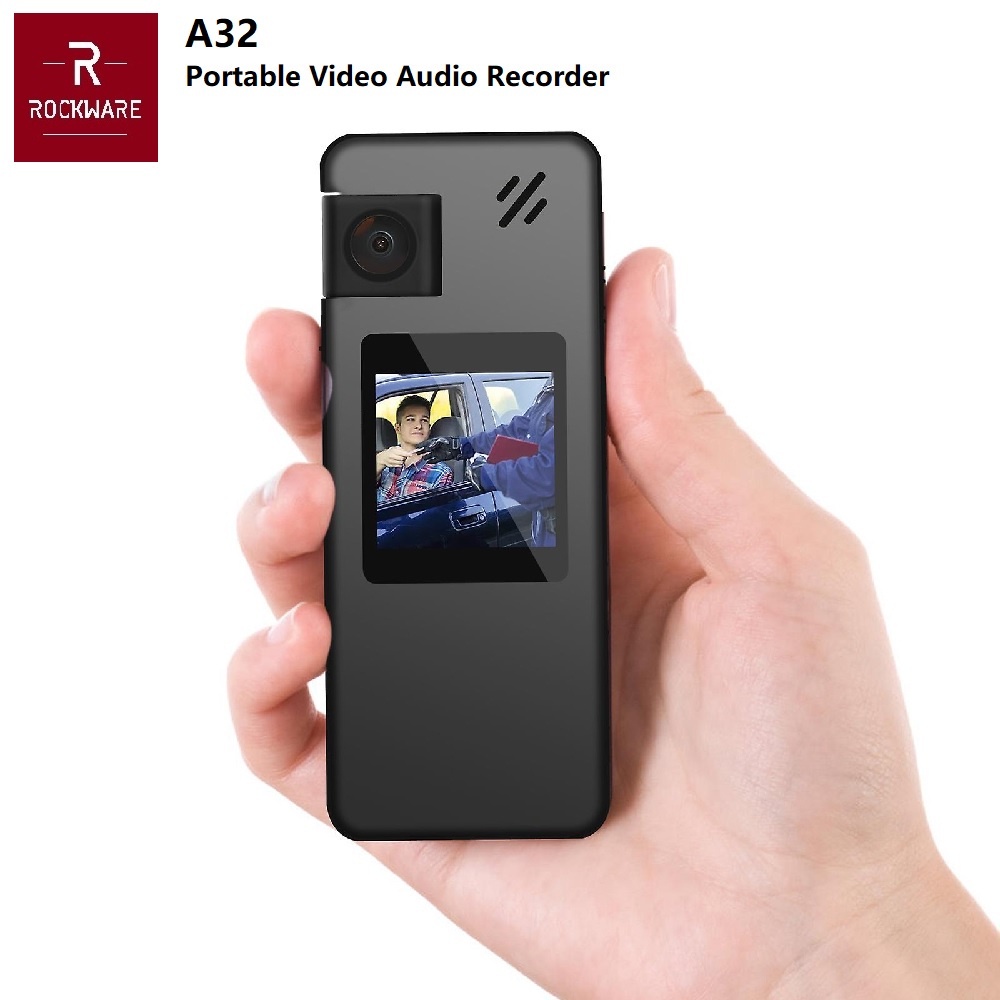 ROCKWARE A32 - Portable Voice Video Recorder - Rotating Camera Lens