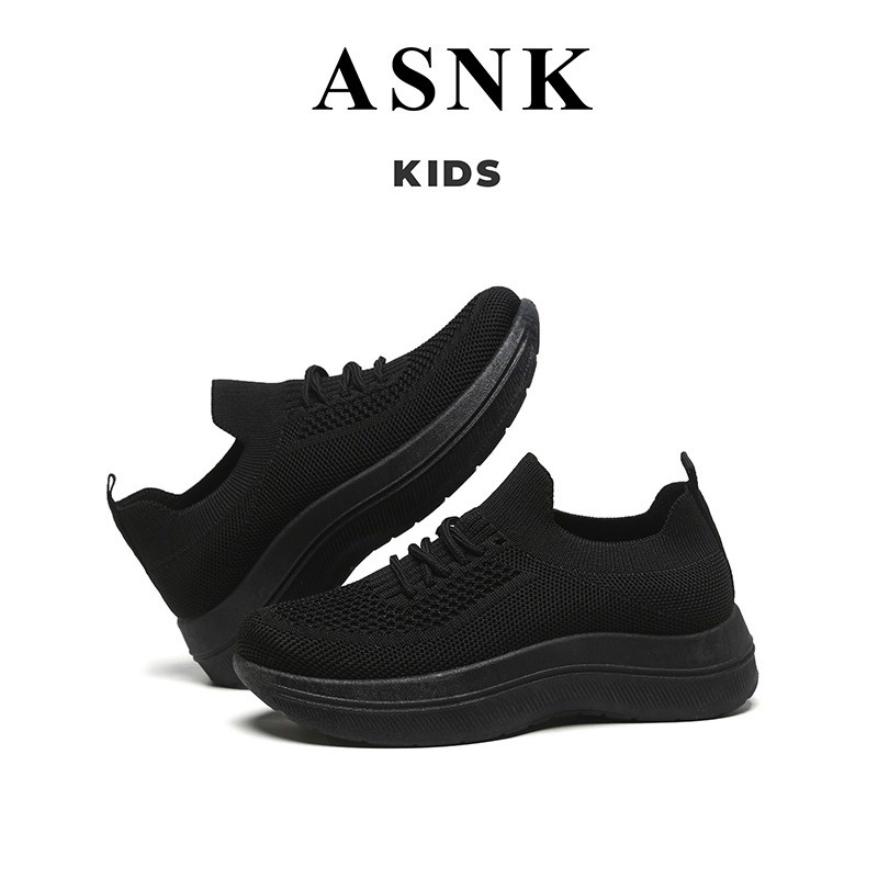 [GROSIR][COD] SEVEN_DAY SEPATU SLIP ON RAJUT SNEAKERS ANAK CEWEK COWOK USIA 7-9THN WM2330 HITAM FULL