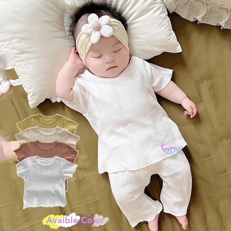 RDW Shop Summer New Baby Short Sleeve Setelan Santai Anak Bayi Perempuan Baju Rumahan Lengan Celana 