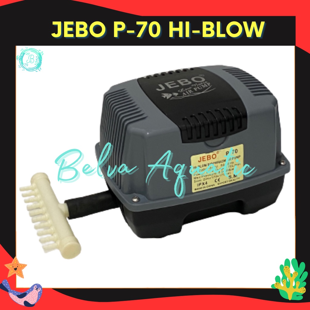 Jebo P-70 P70 Jebo P 70 Pompa Udara Aerator Hi-Flow Air Pump Blower Pompa Aquarium Kolam