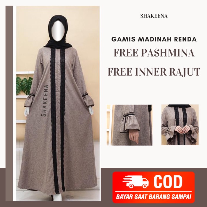 Promo COD Baju muslim gamis wanita syari terbaru katun madinah kombinasi