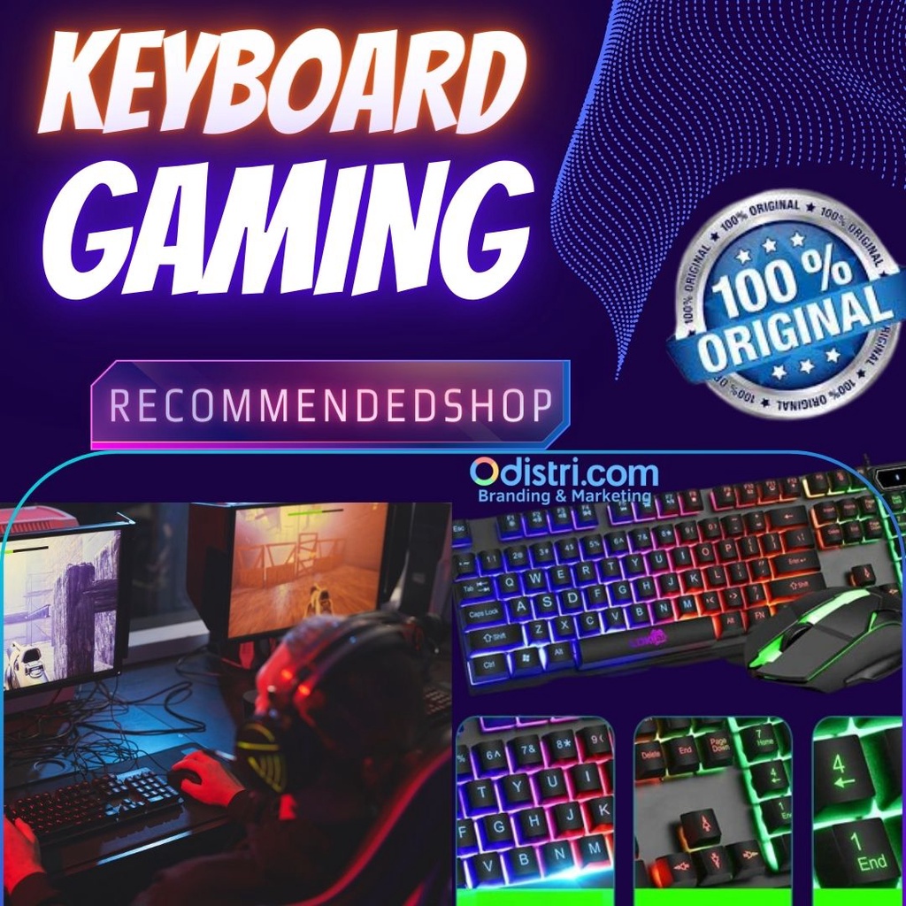 (GRATIS MOUSE) Wireless Keyboard Gamers Gaming Lampu LED Bisa Nyala Warna Warni Programmable Macro Keyboard Backlit Anti-ghosting