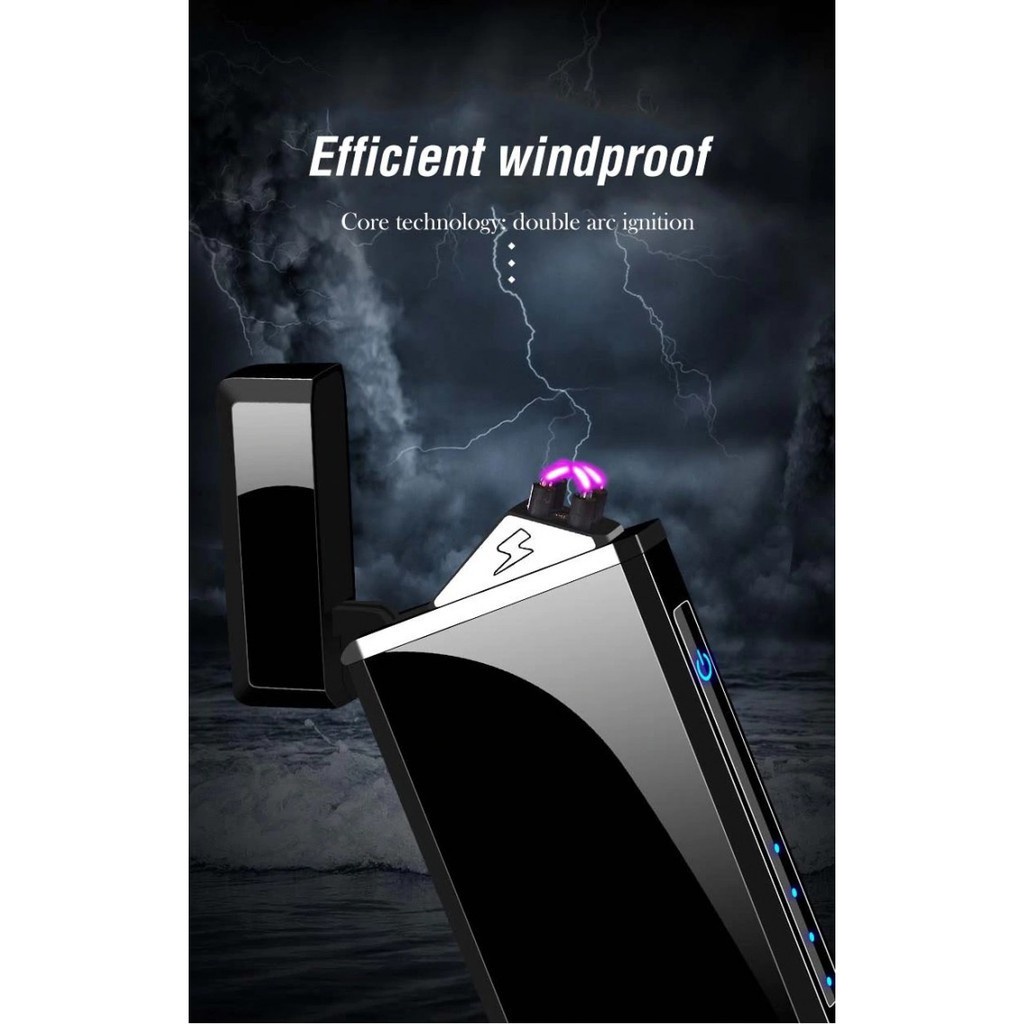 906 USB Rechargeable Dual Plasma Flameless Lighter - Tilted Model
